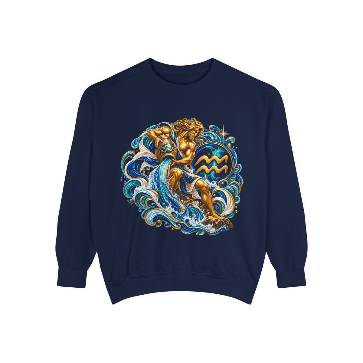 Aquarius Zodiac Sweatshirt — Water Bearer Astrology Graphic Crewneck
