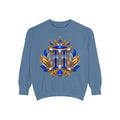 Gemini Zodiac Sweatshirt — Royal Blue & Gold Twin Symbol Crewneck