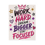 Motivational Plush Blanket - "Work Hard Dream Bigger Stay Focused" Velveteen Throw