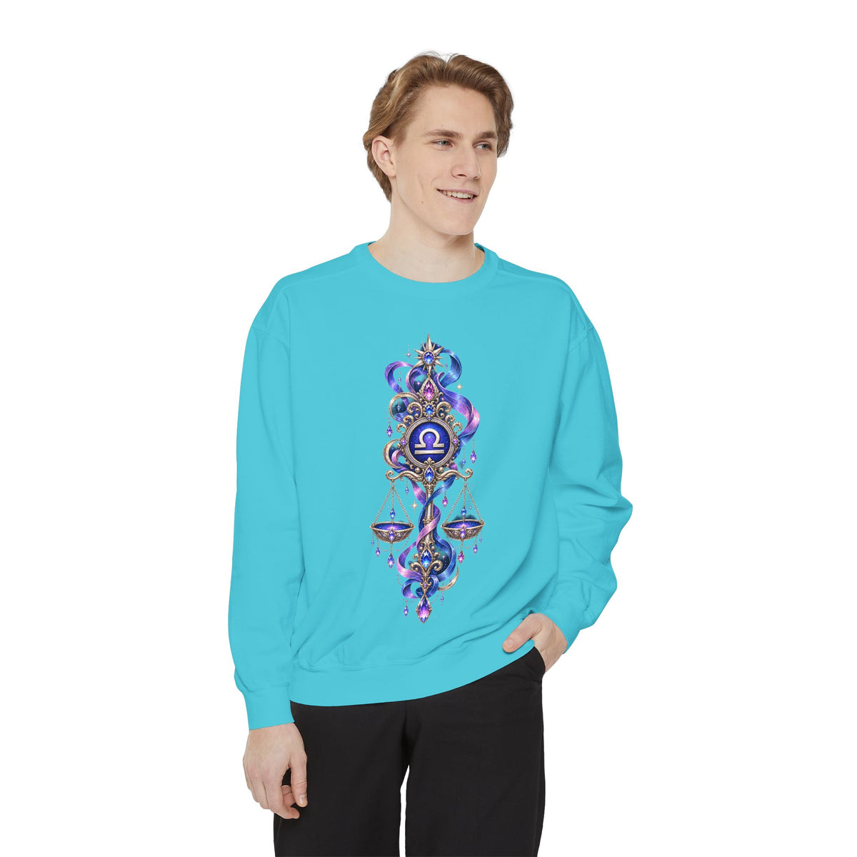 Libra Zodiac Sweatshirt — Scales Astrology Graphic Crewneck