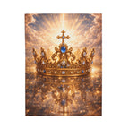 Royal Crown Velveteen Plush Blanket – Sparkling Gold Cross Design