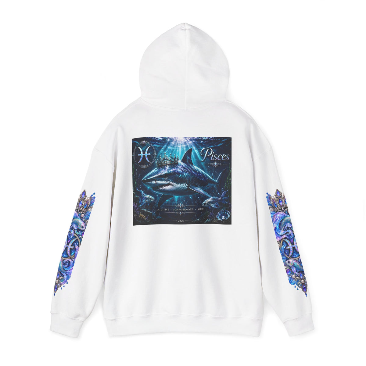 Pisces Zodiac Hoodie — Blue Cosmic Fish Astrology Sweatshirt