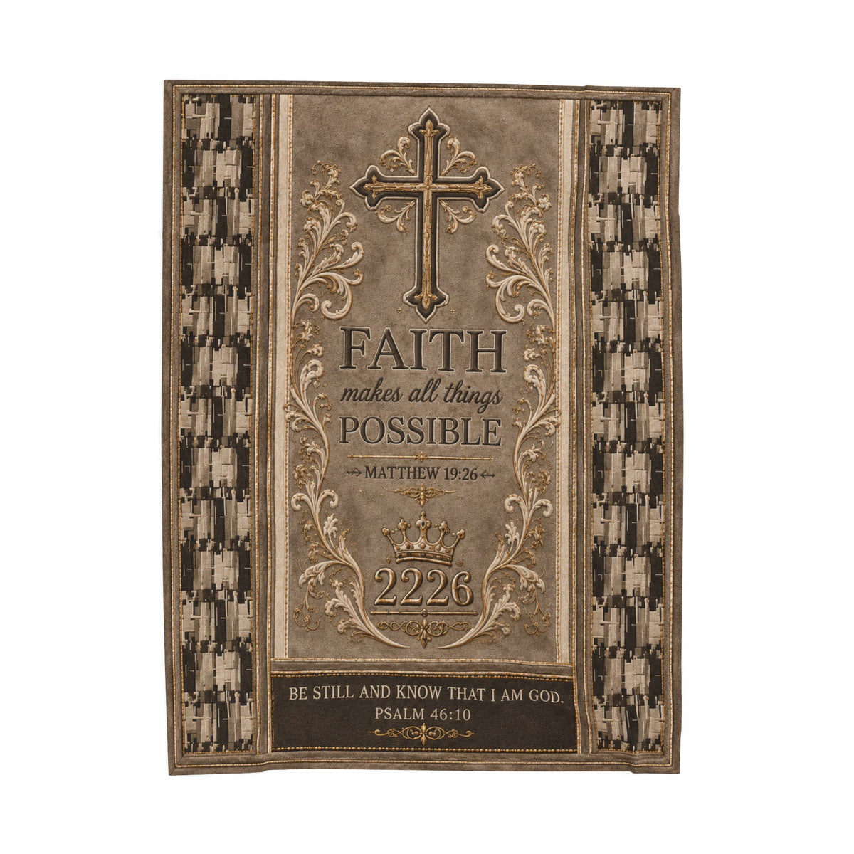 Faith Makes All Things Possible Velveteen Plush Blanket — Religious Inspirational Throw with Cross & Scripture (Matthew 19:26, Psalm 46:10)