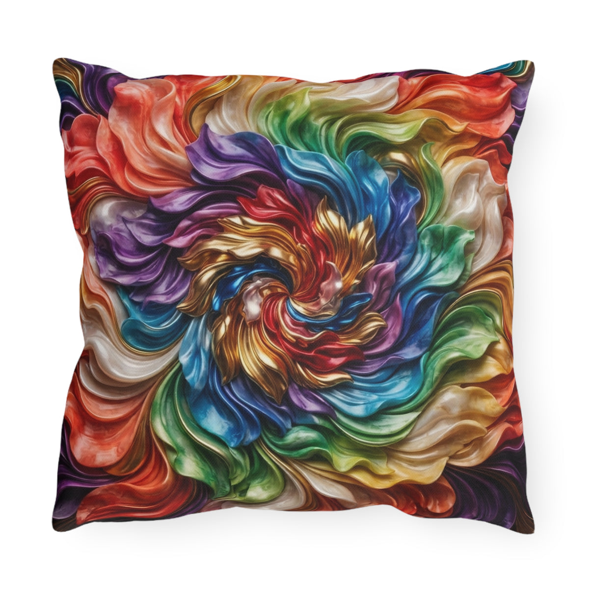 Colorful Swirl Outdoor Pillow — Vibrant Abstract Garden Cushion