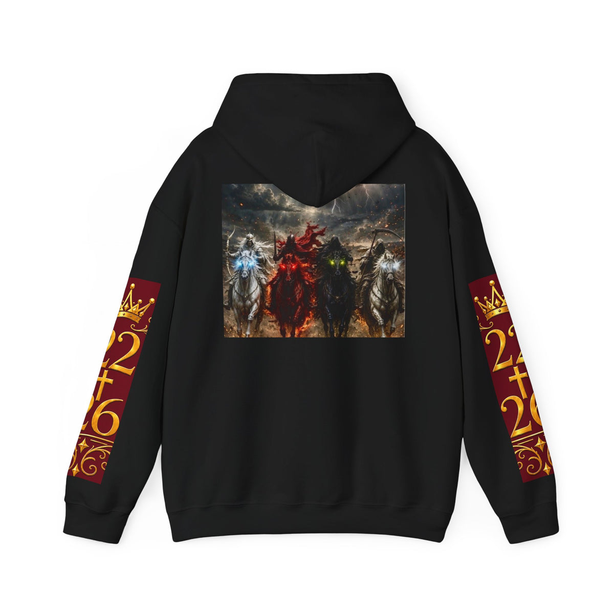 Revelation 6 Four Horsemen Hoodie — Biblical Apocalyptic Graphic Sweatshirt