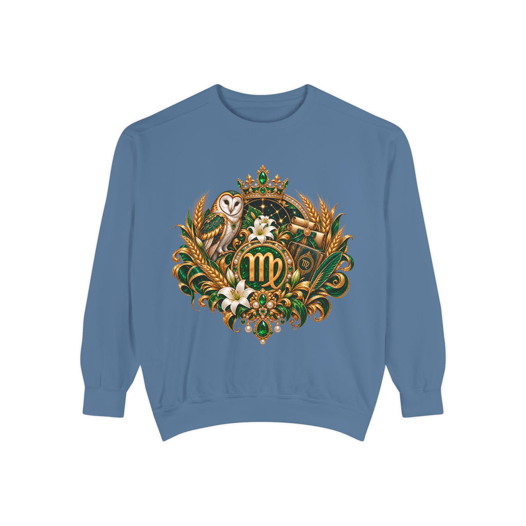 Virgo Sweatshirt — Zodiac Owl Virgo Symbol Crewneck