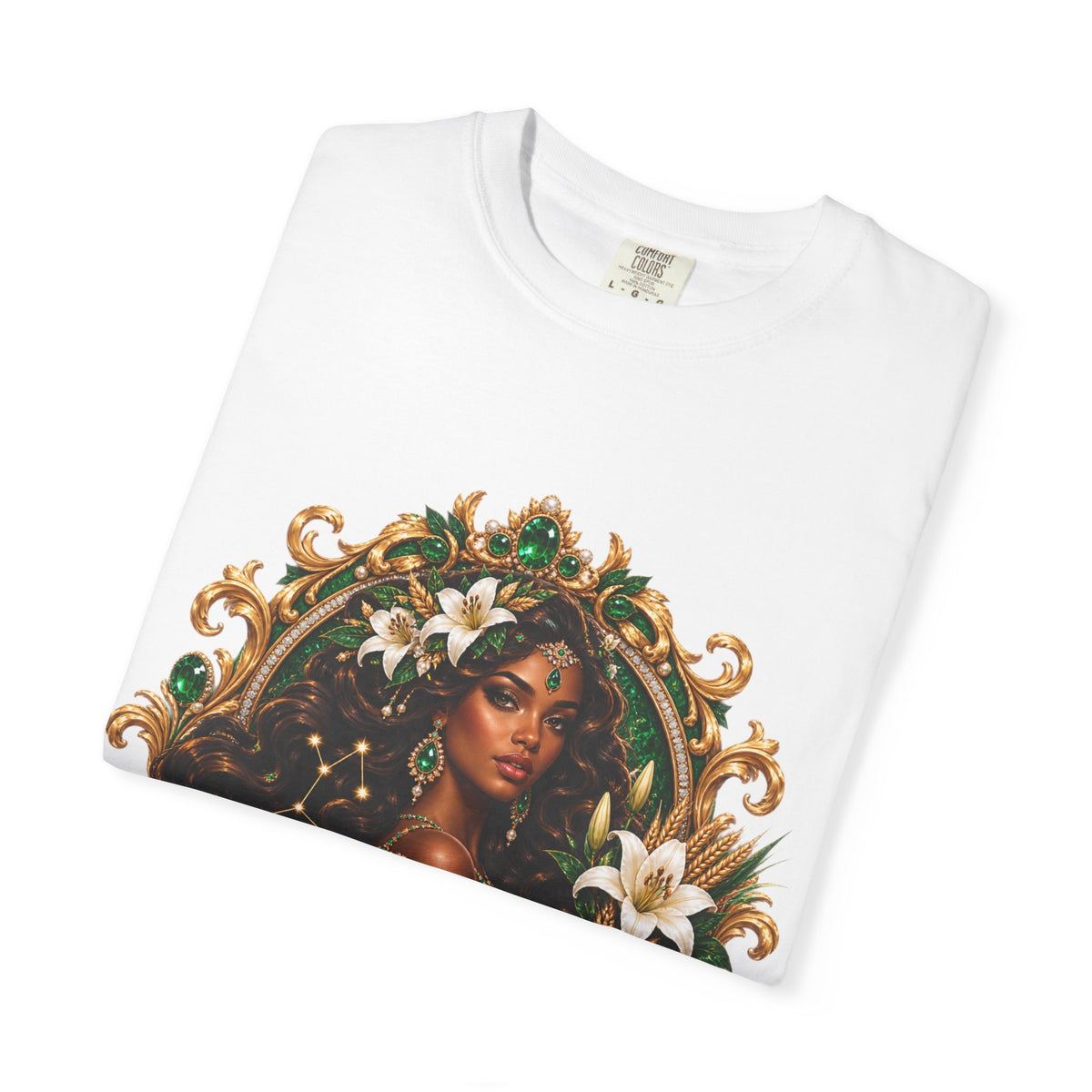 Virgo Zodiac T-Shirt — Elegant Virgo Goddess & Owl Horoscope Tee