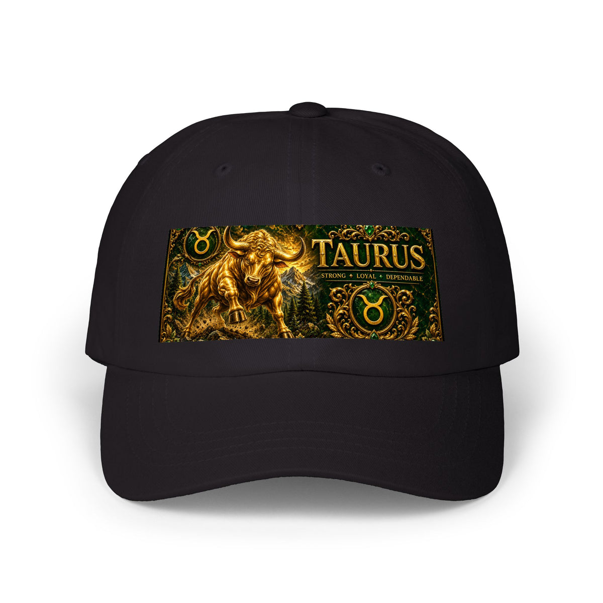 Taurus Zodiac Dad Cap — Gold Bull Astrology Baseball Hat