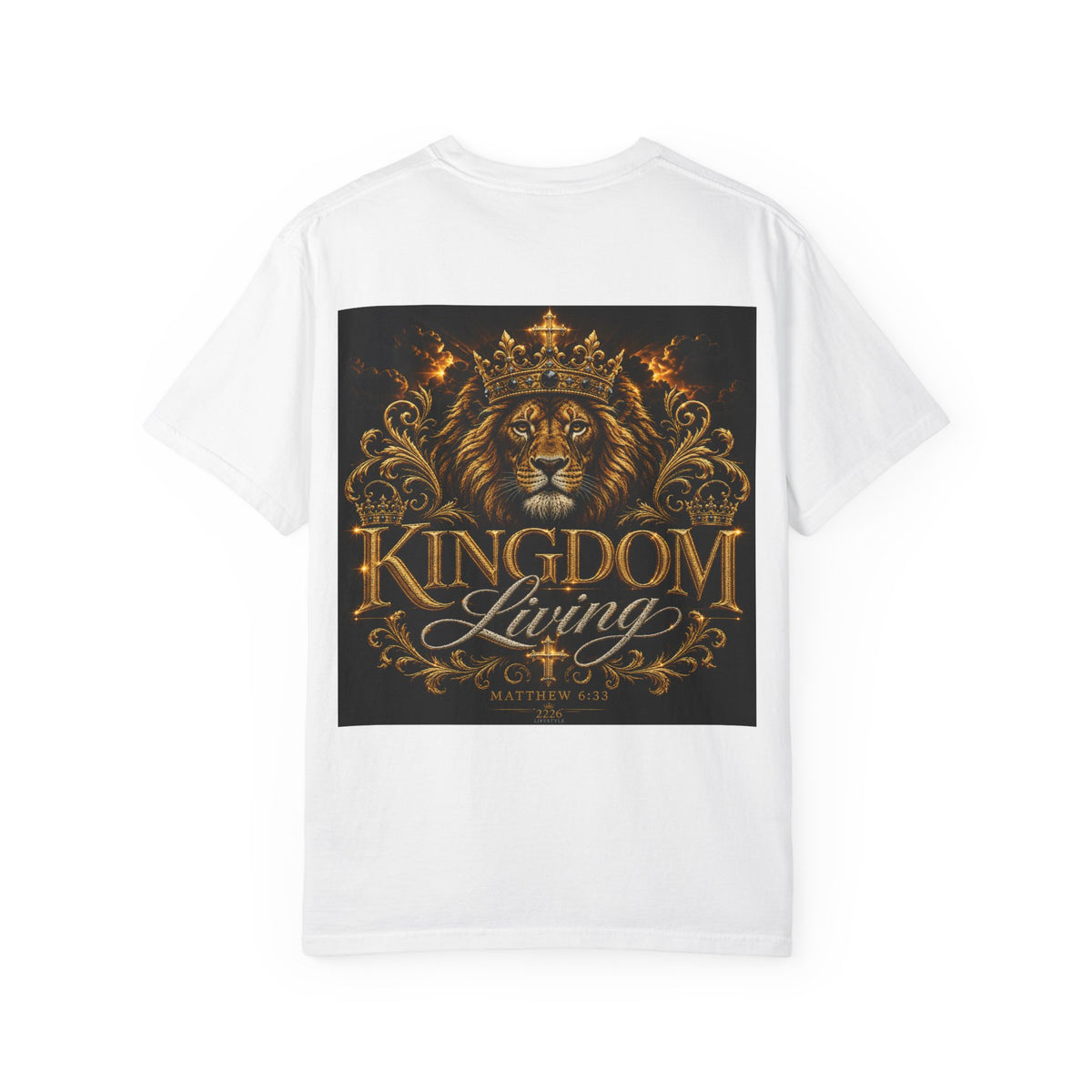 Kingdom Living Lion T-Shirt — Crowned Lion Faith Design (Matthew 6:33)