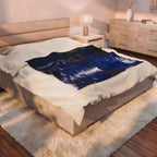 Moonlit Lake Velveteen Plush Blanket — Woman by Moonlight Scenic Throw
