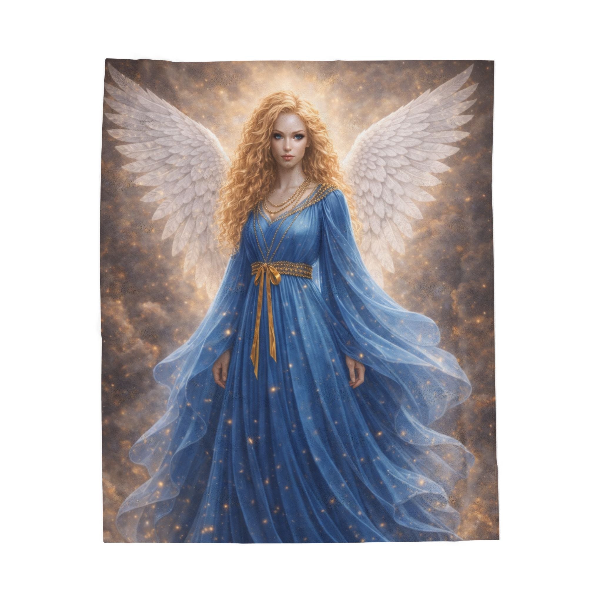Angel Wings Velveteen Plush Blanket — Blue Guardian Angel Throw