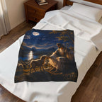 Velveteen Plush Blanket — "The Good Shepherd" Religious Throw (Jesus with Lambs, Moonlit Scene)