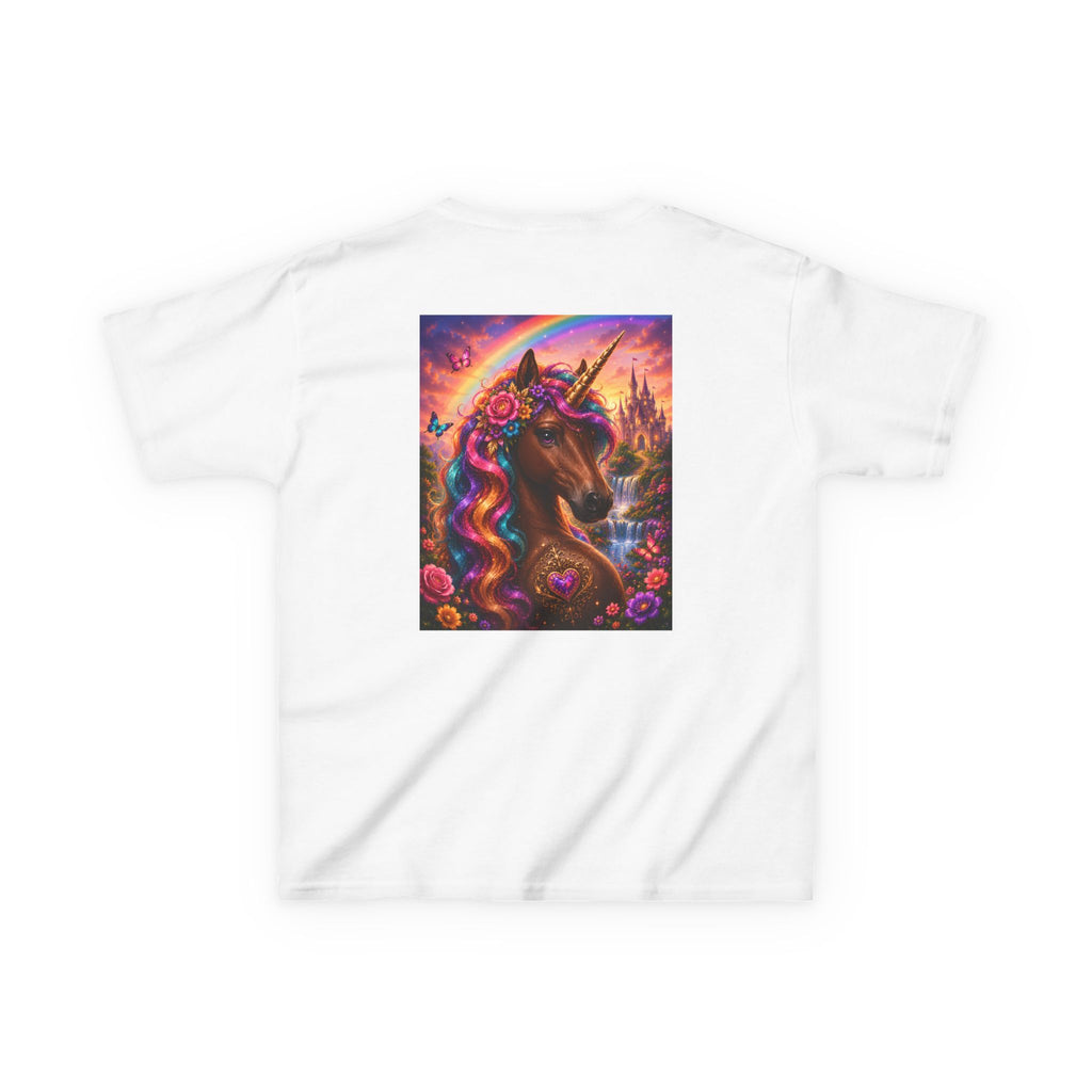 Kids Brown Unicorn Tee — Rainbow Fantasy Magical Horse Shirt