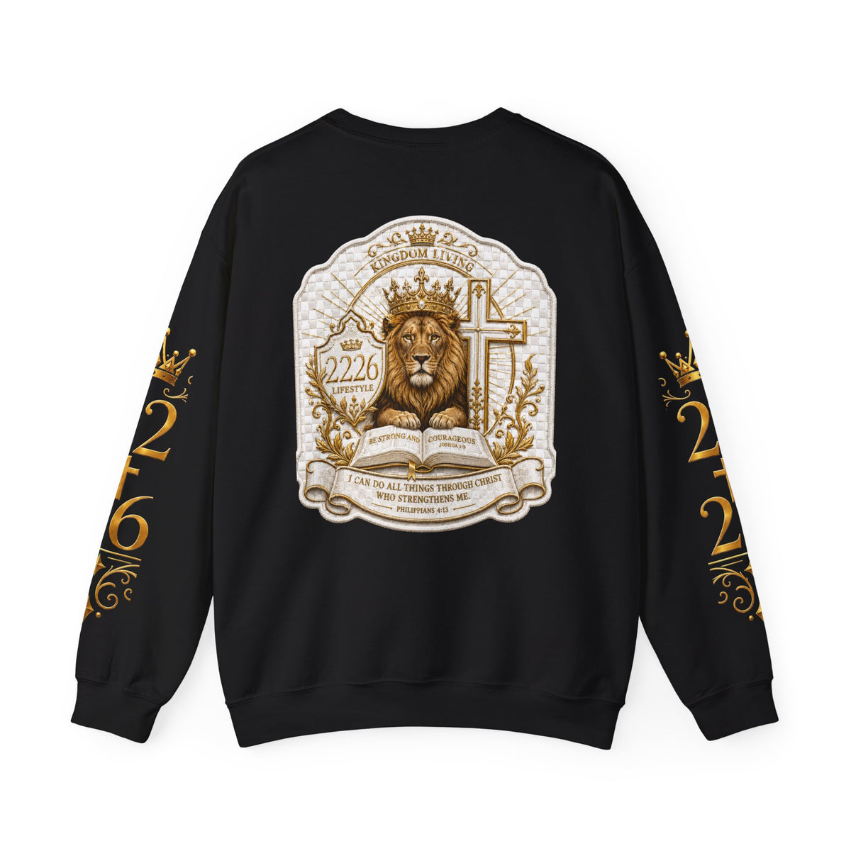 Lion & Cross Crewneck Sweatshirt — 2226 Psalm Christian Faith Pullover