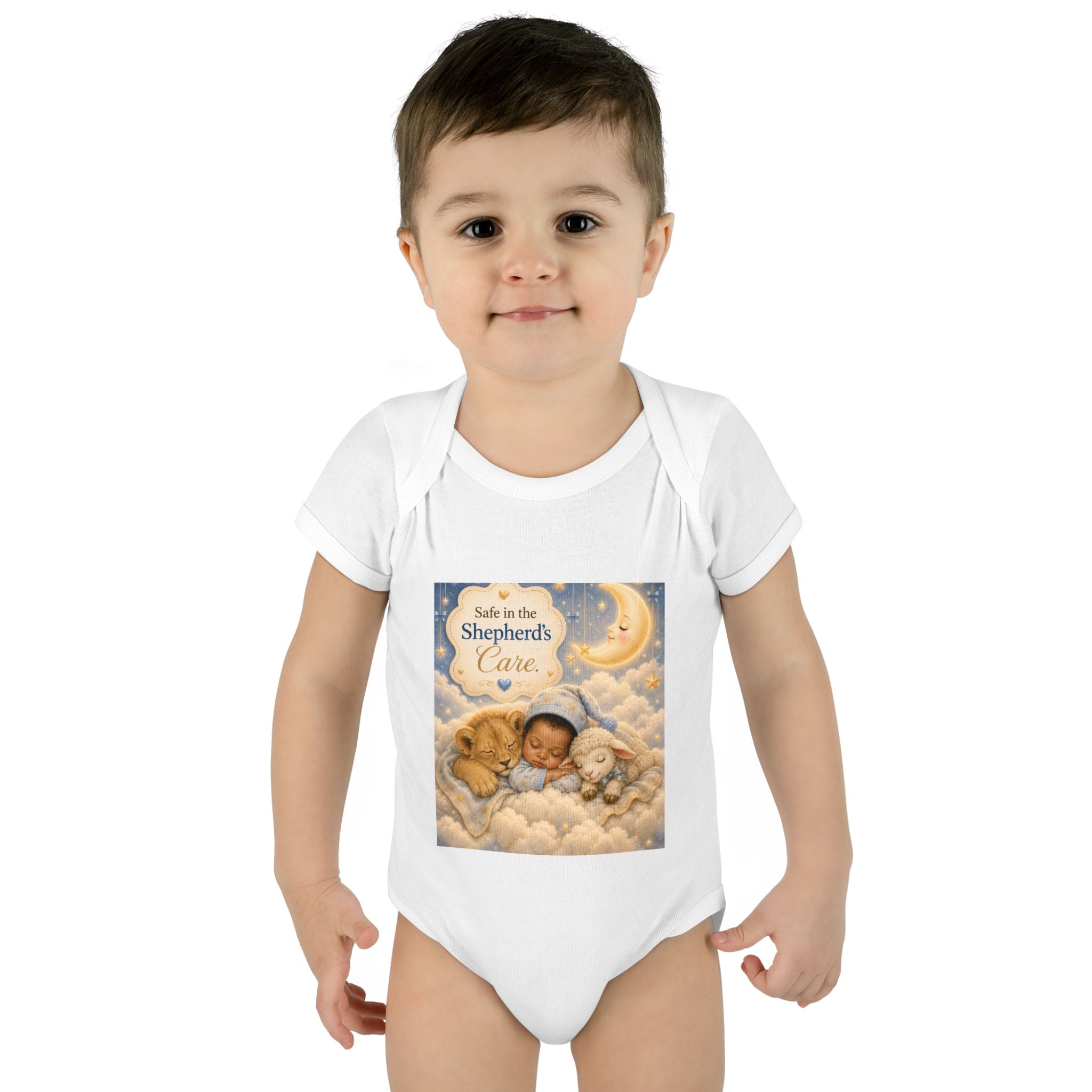 Baby Bodysuit — "Safe in the Shepherd's Care" Newborn Onesie (Nursery Gift)