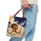 Sleeping Baby Lamb Tote Bag – Cute Nursery Moonlit Design