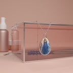 Oval Pendant Necklace — Angel in Blue Teardrop Locket