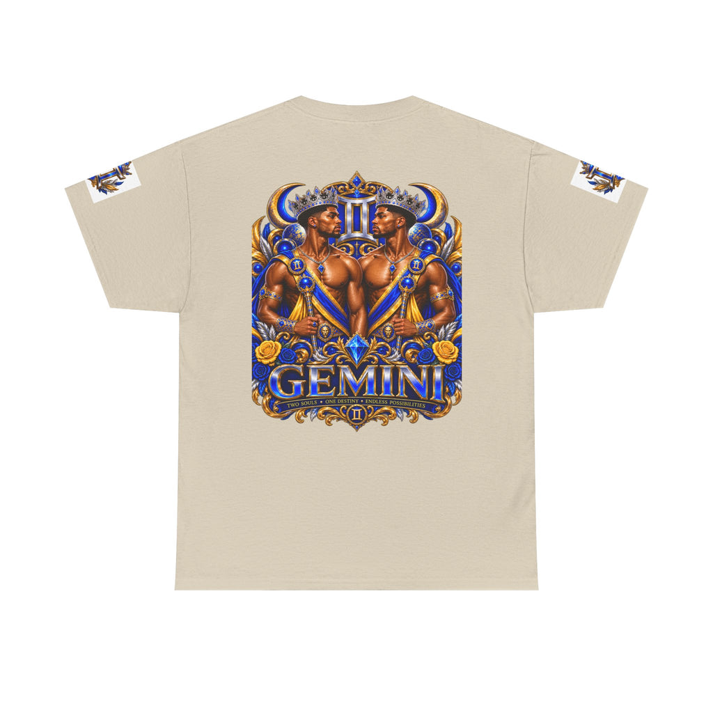 Gemini Zodiac Tee — Bold Royal Twin Astrology T‑Shirt