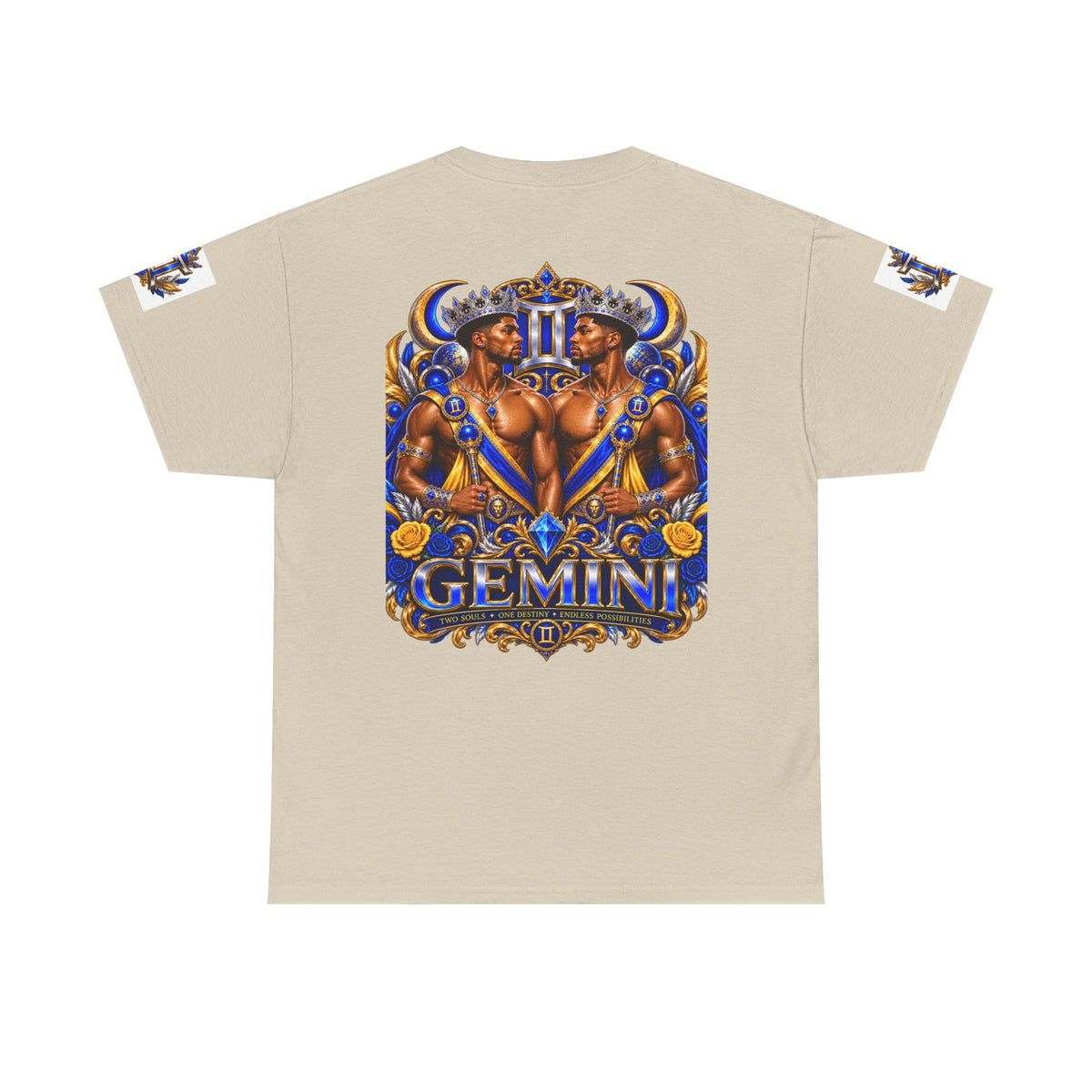 Gemini Zodiac Tee — Bold Royal Twin Astrology T‑Shirt