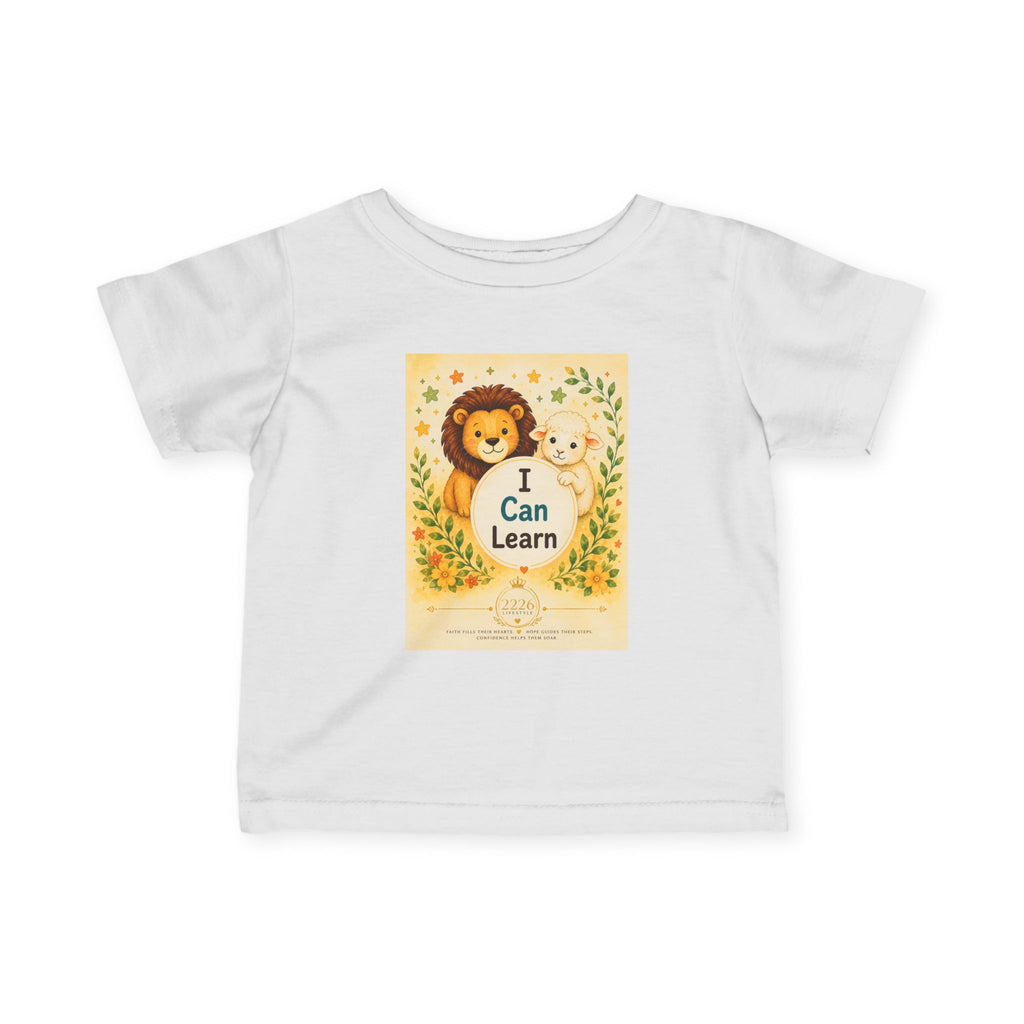 Infant Tee — "I Can Learn" Cute Lion & Lamb Nursery Shirt