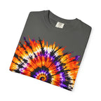 Tie-Dye Spiral T-Shirt — Orange Purple Psychedelic Graphic Tee