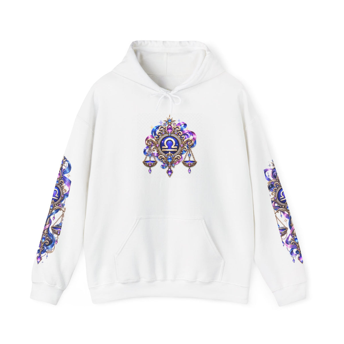 Libra Zodiac Hoodie — Celestial Scales Astrology Graphic Pullover