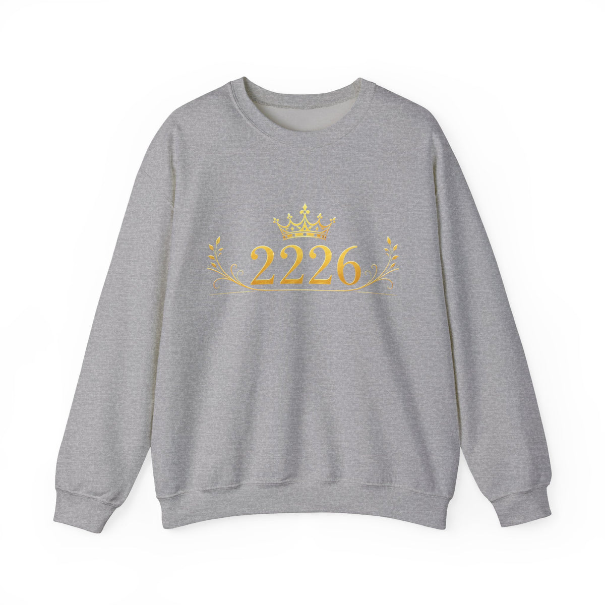 2226 Crown Crewneck Sweatshirt — Gold Regal Number Design