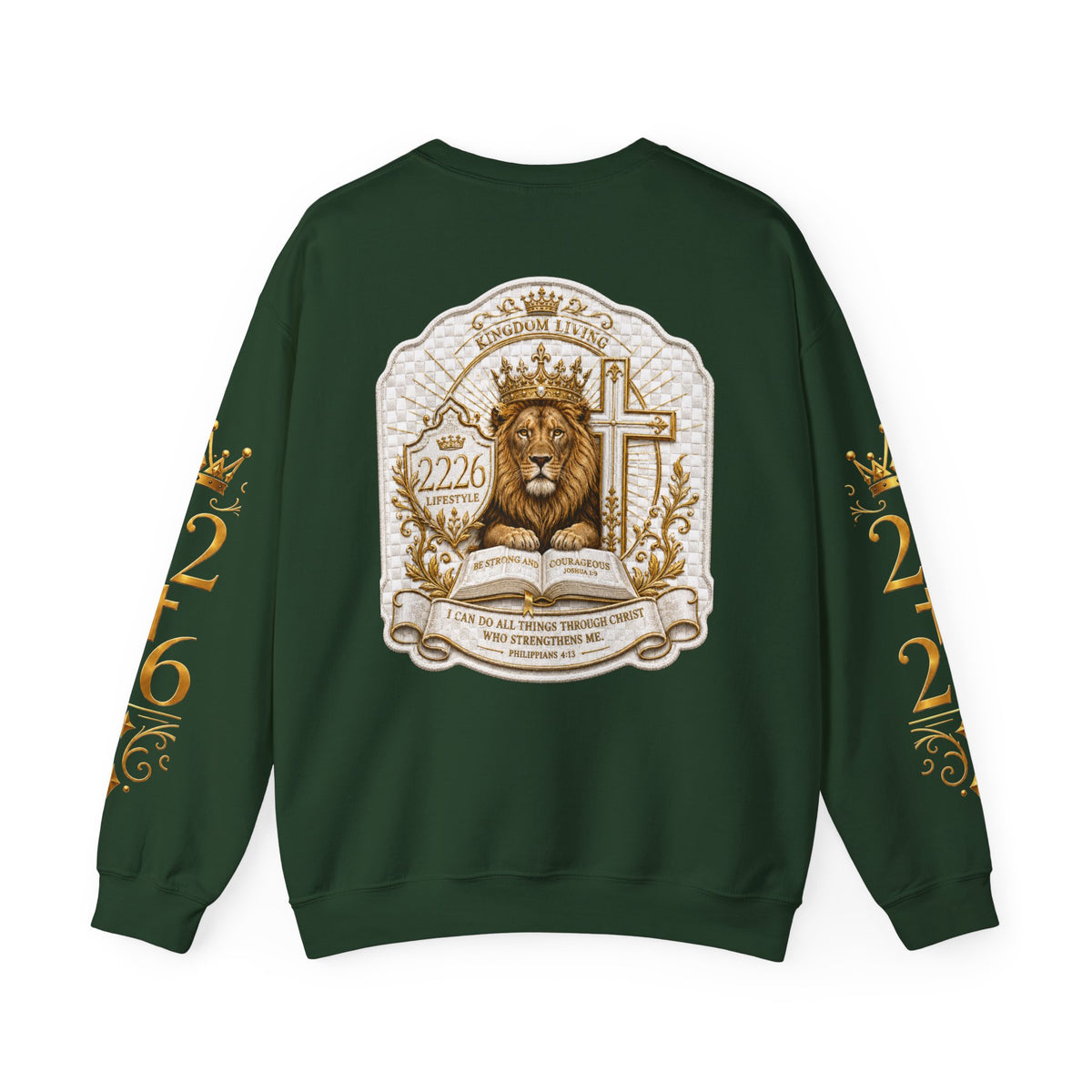 Lion & Cross Crewneck Sweatshirt — 2226 Psalm Christian Faith Pullover