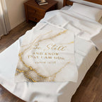 Velveteen Blanket - "Be Still and Know That I Am God" Psalm 46:10 Marble Gold Prayer Throw