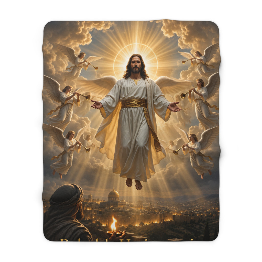 Jesus Ascension Sherpa Fleece Blanket — Christian Religious Throw for Prayer & Devotion