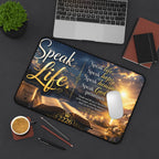 Desk Mat — "Speak Life" Inspirational Christian Desk Mat with Bible Verse