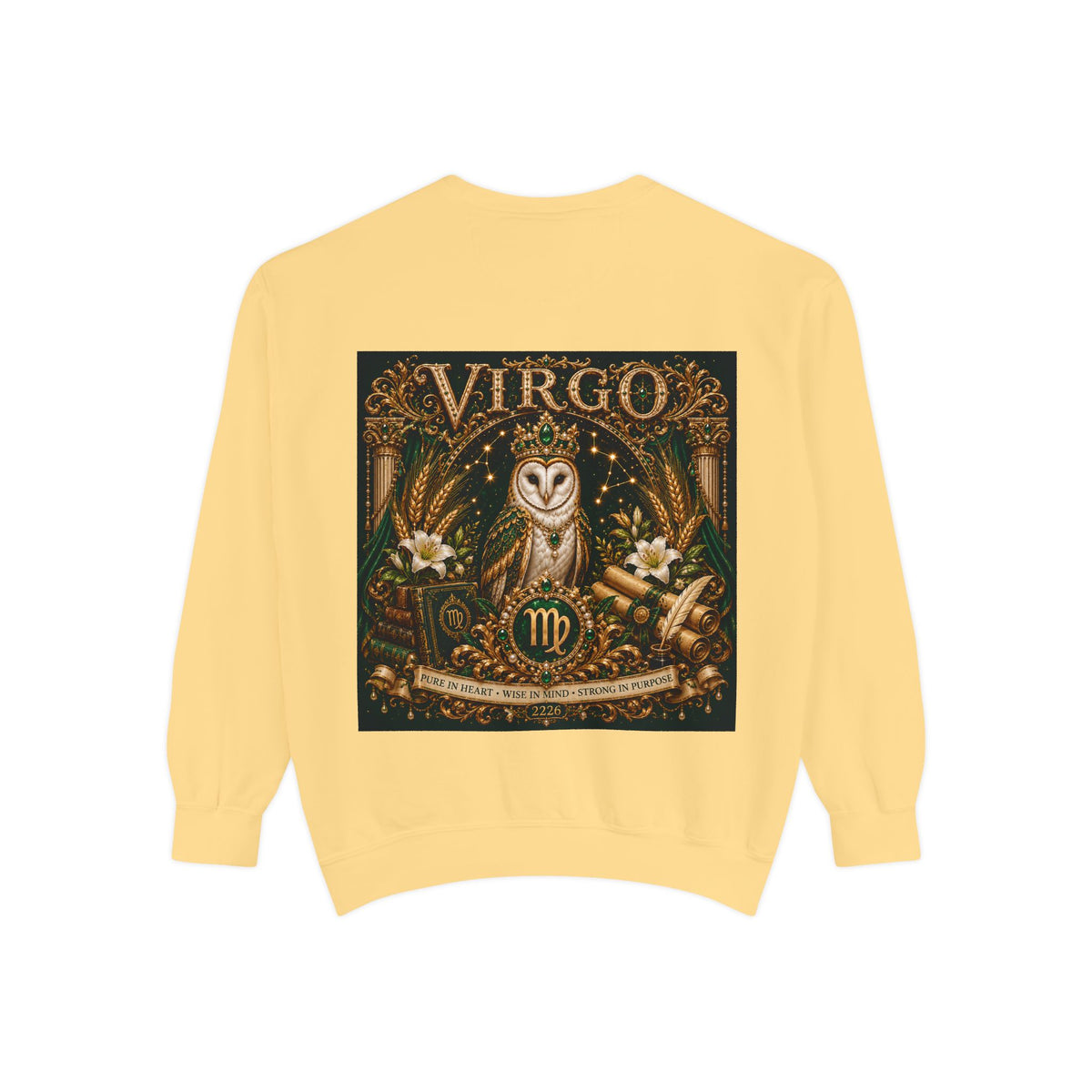 Virgo Zodiac Sweatshirt — Virgo Goddess & Owl Astrology Crewneck