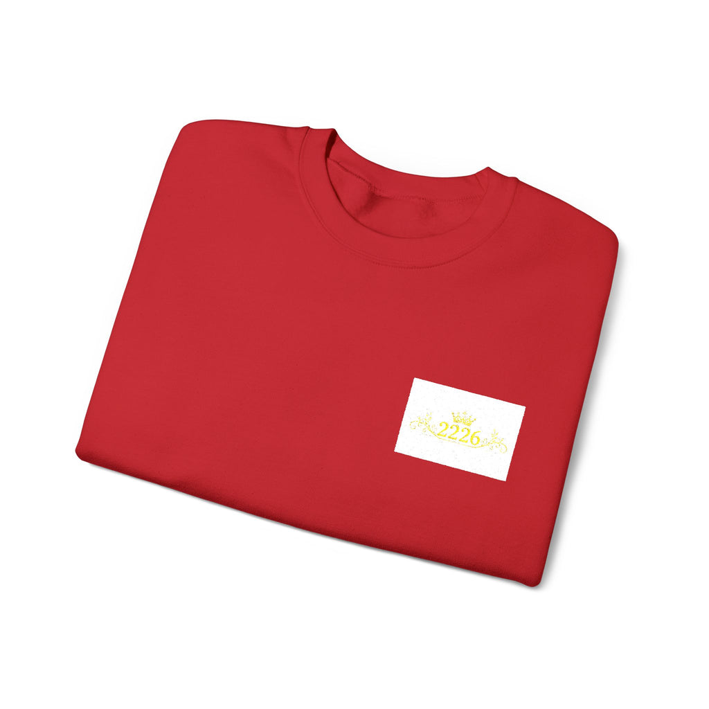 Crewneck Sweatshirt — Tiny Golden Crest Chest Patch