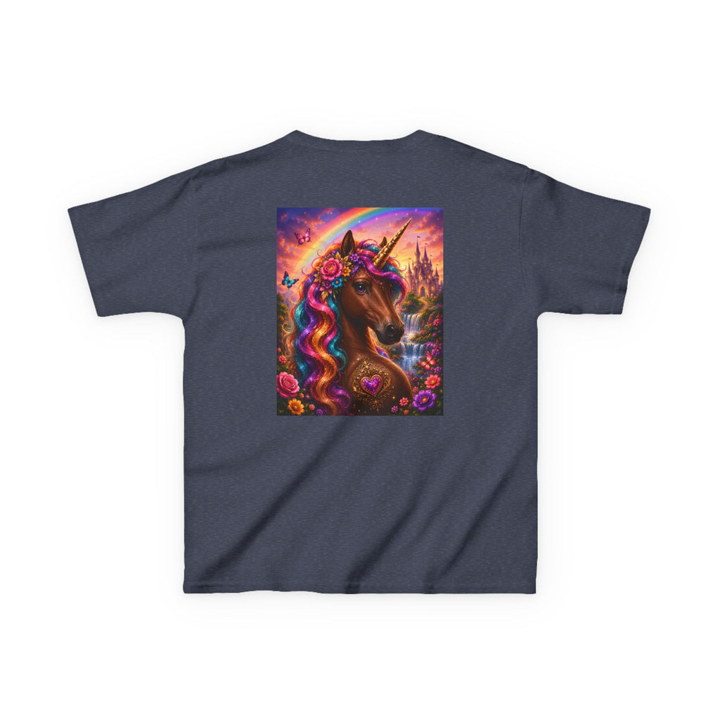 Kids Brown Unicorn Tee — Rainbow Fantasy Magical Horse Shirt