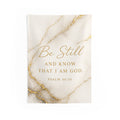 Be Still Psalm 46:10 Wall Tapestry — Marble Gold Christian Decor