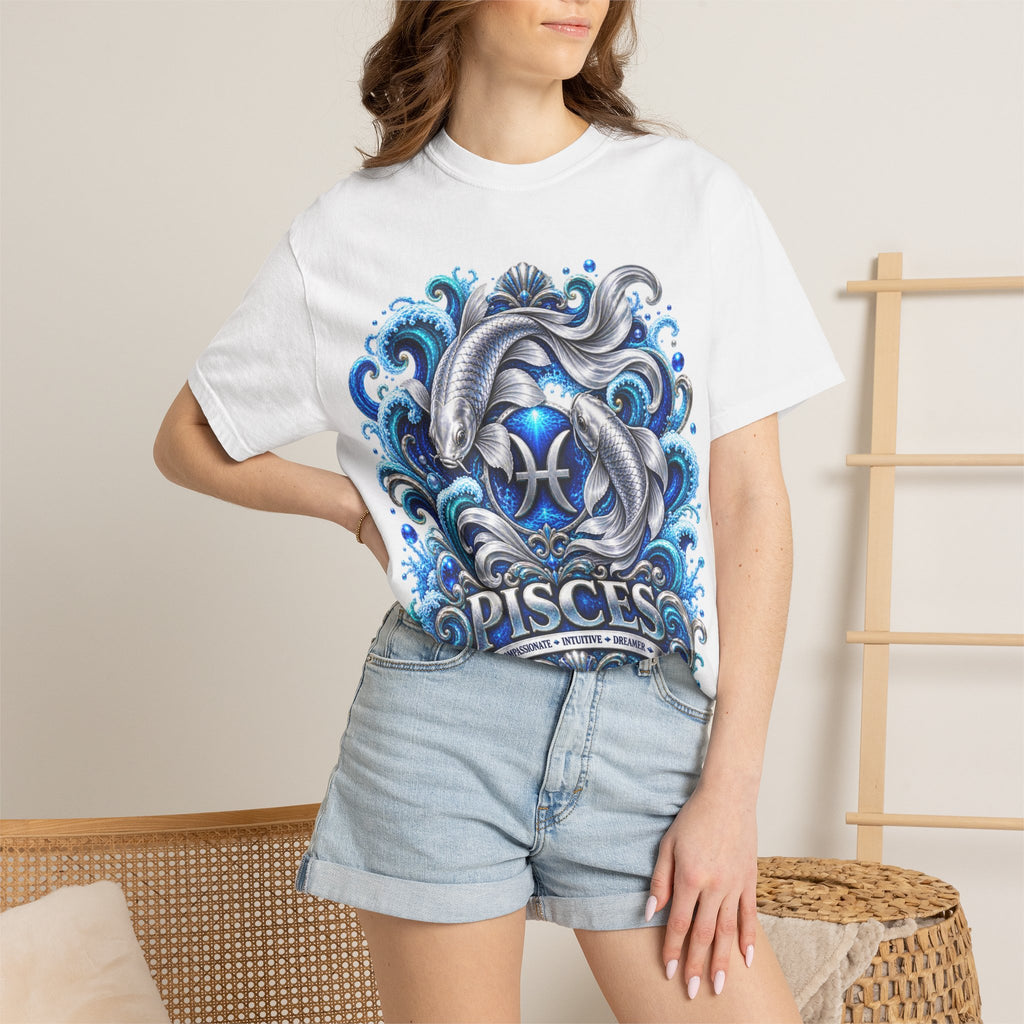 Pisces Zodiac T-Shirt — Illustrated Pisces Fish Astrology Tee