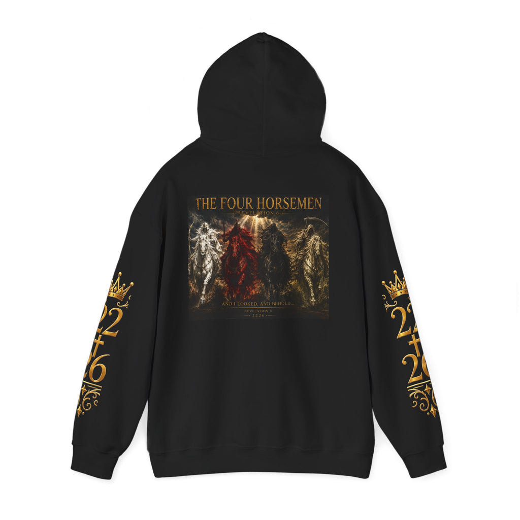 Revelation 6: The Four Horsemen Hoodie — Biblical Apocalyptic Graphic Sweatshirt