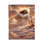 Angel Watching Over Sleeping Child Velveteen Plush Blanket — Religious Comfort Throw