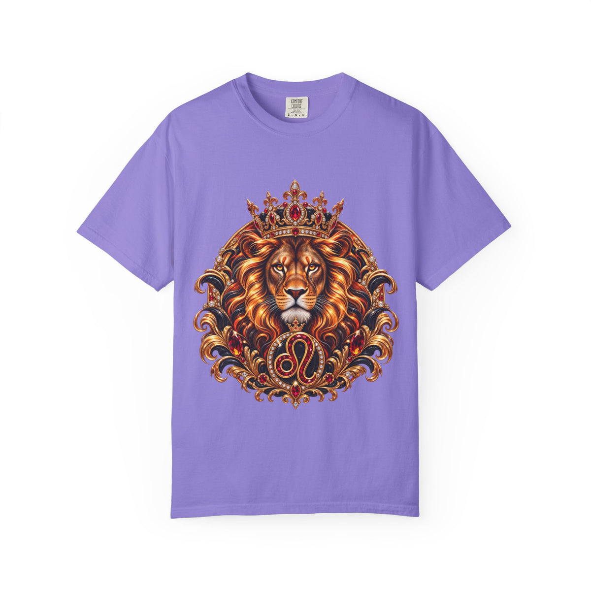 Leo Zodiac Lion T-Shirt — Regal Crowned Lion Astrology Tee