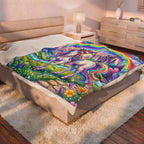 Unicorn Rainbow Velveteen Plush Blanket — Magical Castle Fantasy Throw for Kids