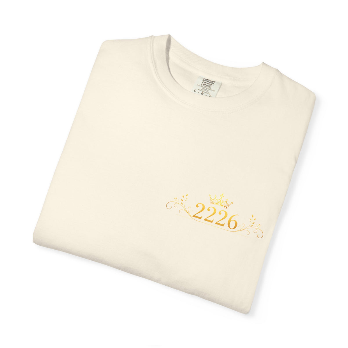 2226 Minimalist Chest Logo Tee — Subtle Gold Graphic T-Shirt