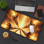 Golden Trumpets Desk Mat — Radiant Celestial Gaming & Work Mouse Pad