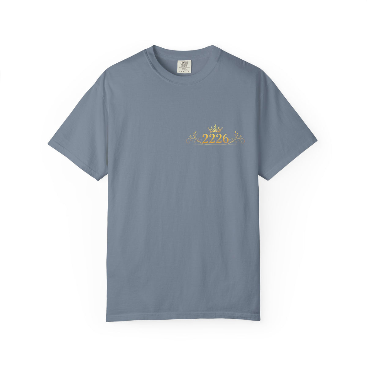 2226 Minimalist Chest Logo Tee — Subtle Gold Graphic T-Shirt