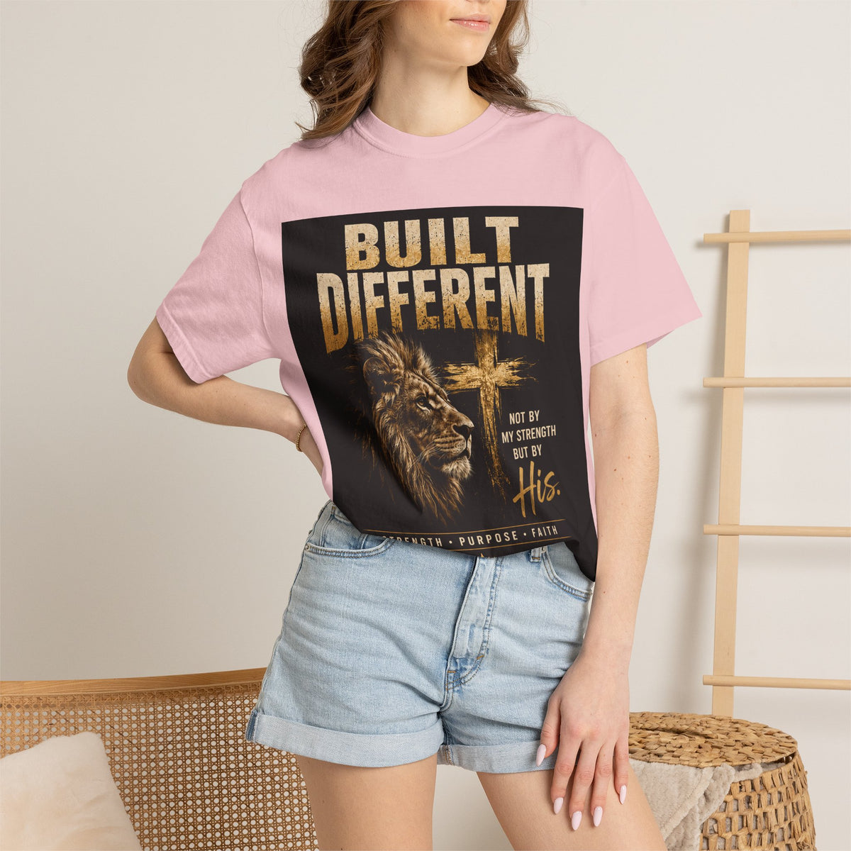 Built Different Christian Lion T-Shirt — "Built Right, Beautiful, Brilliant" Inspirational Faith Tee