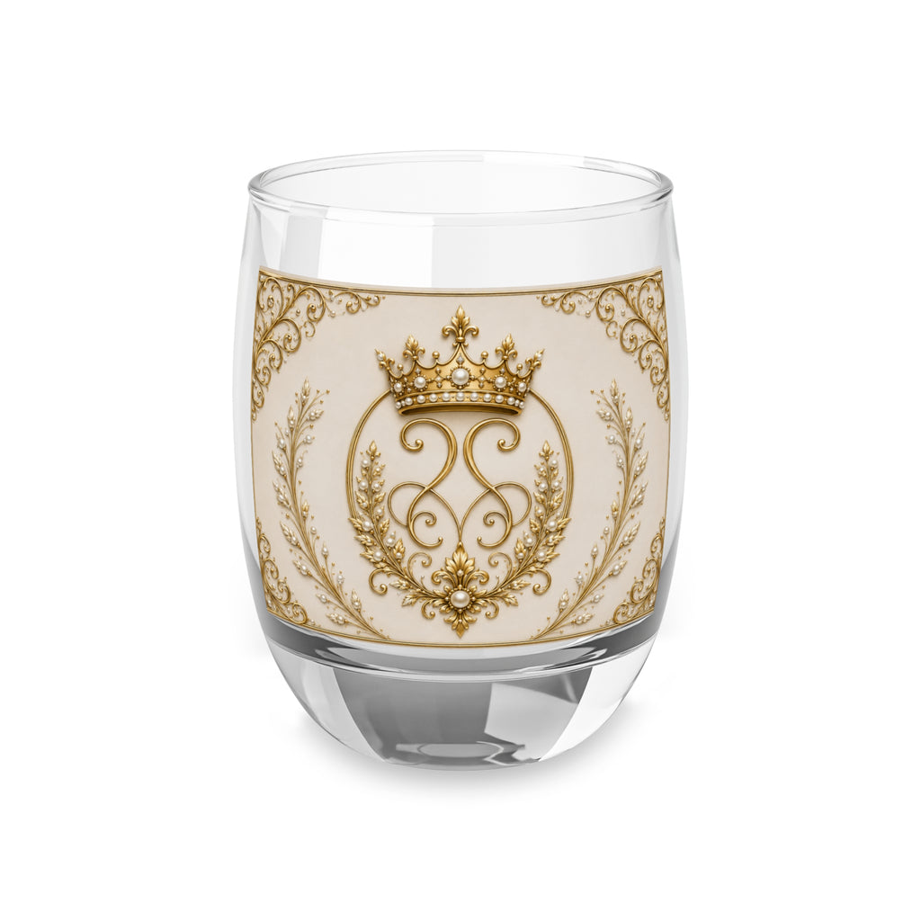 Regal Crown Crest Whiskey Glass — Vintage Gold Barware for Him, Gifts & Special Occasions