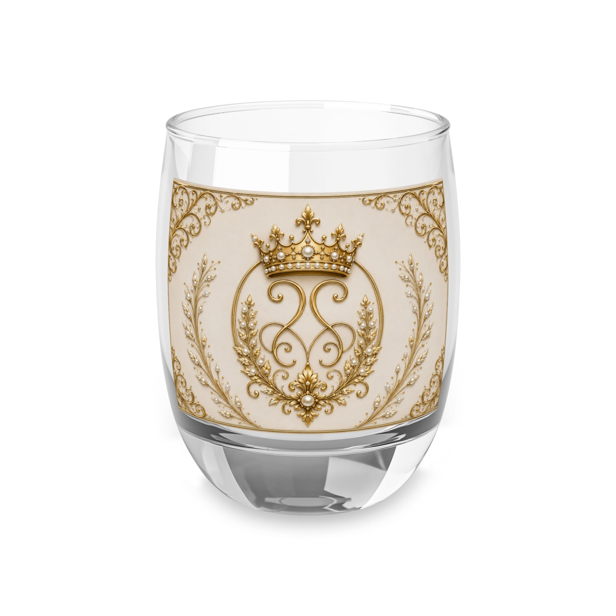 Regal Crown Crest Whiskey Glass — Vintage Gold Barware for Him, Gifts & Special Occasions