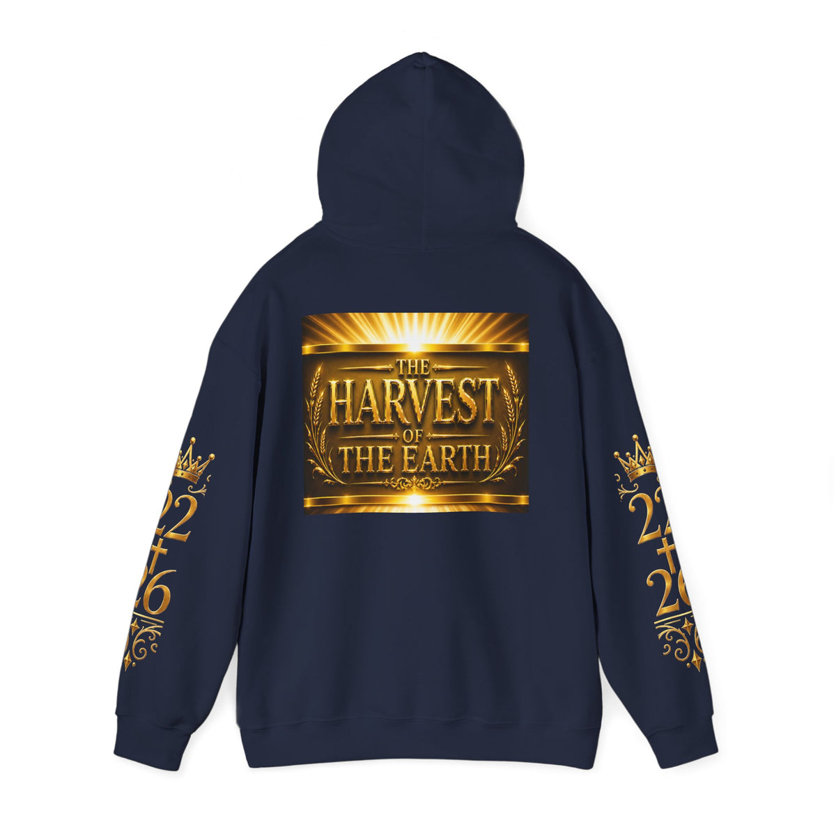 Harvest of the Earth Hoodie — Gold Crest Back Print with 2•26 Sleeve Design