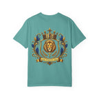 Lion Crest T-Shirt — Regal Crowned Lion with "Faith • Purpose • Peace" Back Graphic