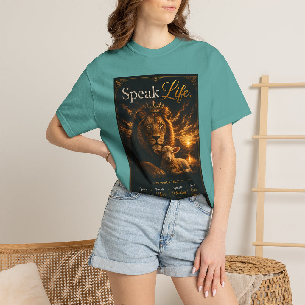 Kingdom Living Lion T-Shirt — "Speak Life" Christian Faith Graphic Tee