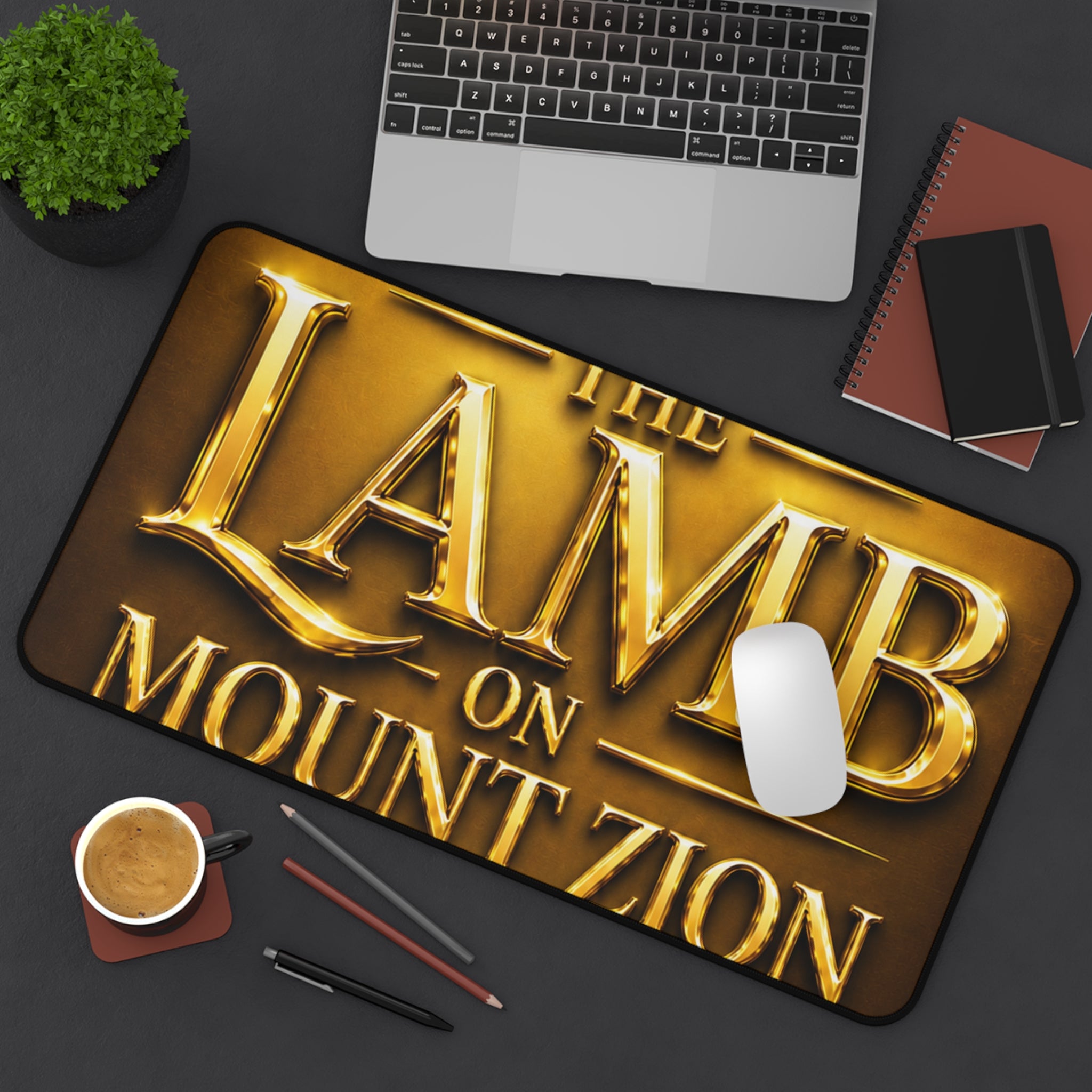 Desk Mat - "The Lamb on Mount Zion" Gold Emblem Gaming/Office Mat